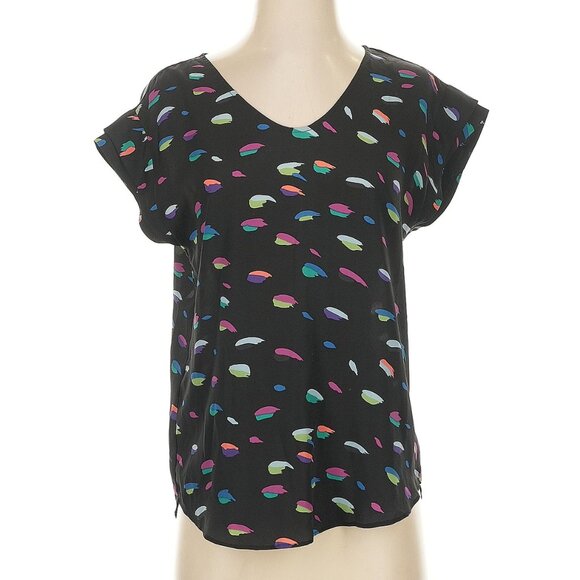 BCBGeneration Abstract Print Short Sleeve Flowy Top Shirt Blouse Tee S - Picture 1 of 2